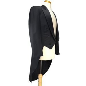 YVES SAINT LAURENT Vintage 80s Black Pure Virgin Wool Tuxedo Tailcoat Jacket 40R